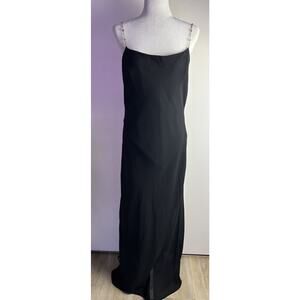 Scott McClintock 1980’s Black Evening Gown Jeweled Chain Spaghetti Straps Sz 14